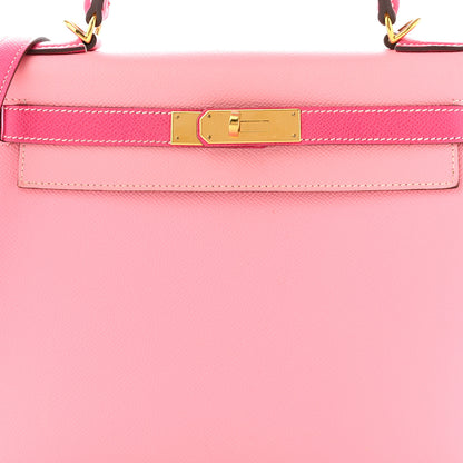 Hermes Epsom Bi-Color Horseshoe Kelly Sellier 28 Rose Confetti Rose Tyrien 8 of 14