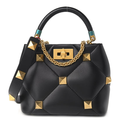 Valentino Garavani Nappa Small Roman Stud The Handle Bag Black 1 of 8
