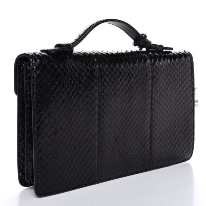 Gucci Python Small Lady Lock Briefcase Clutch Black 3 of 7
