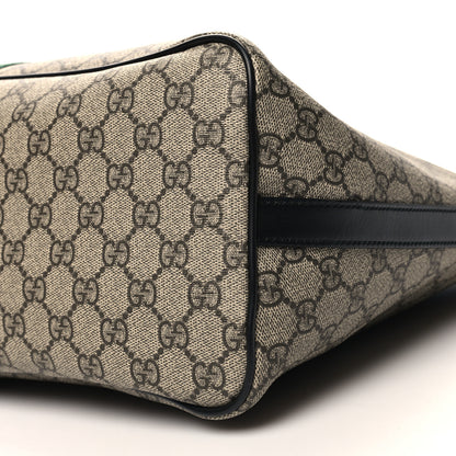 Gucci GG Supreme Monogram Web Medium Zippered Tote Beige Black 10 of 11