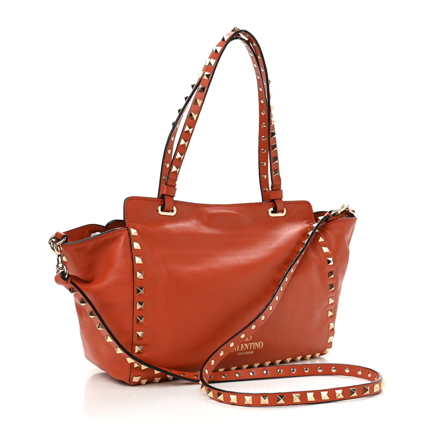 Vitello Small Rockstud Tote English Red