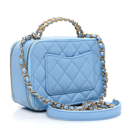 Chanel Caviar Quilted Mini Pick Me Up Vanity Case Light Blue 3 of 11