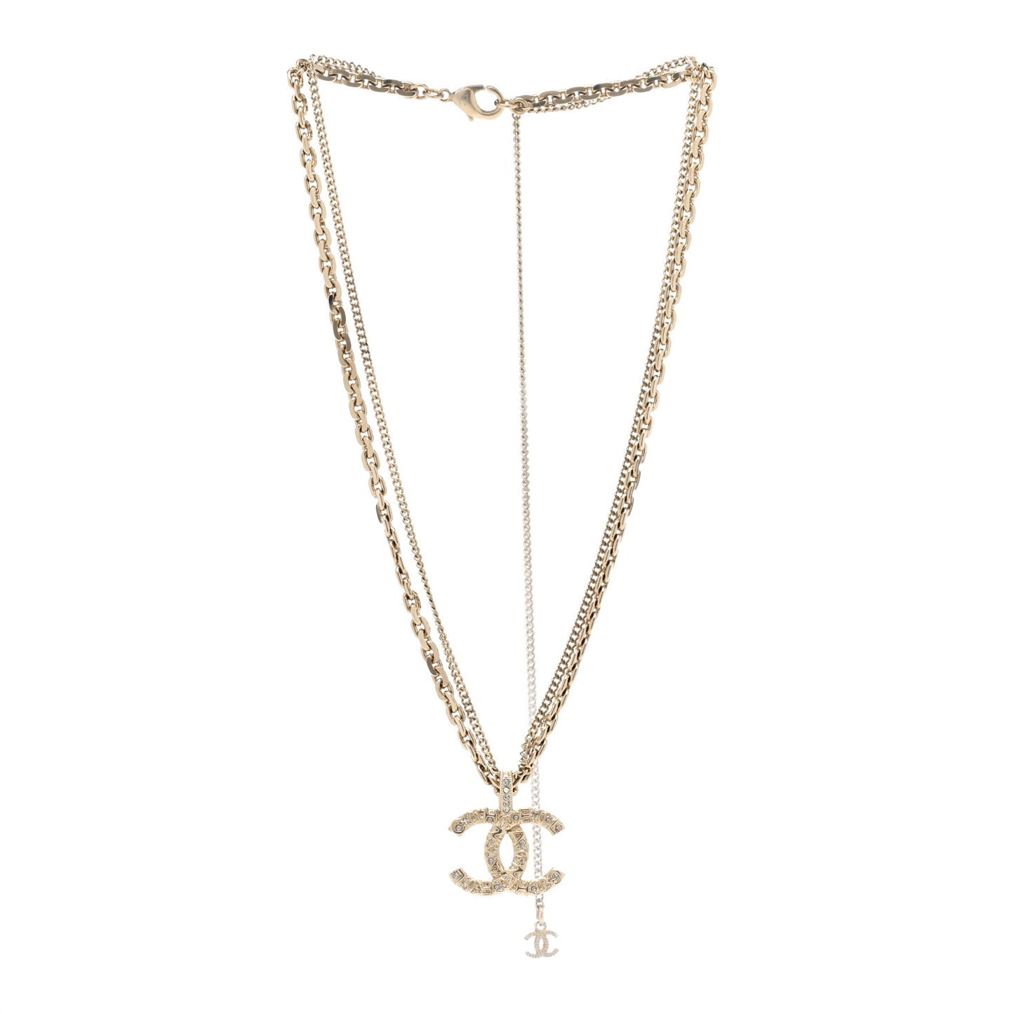 Crystal CC Multi Strand Chain Necklace Gold