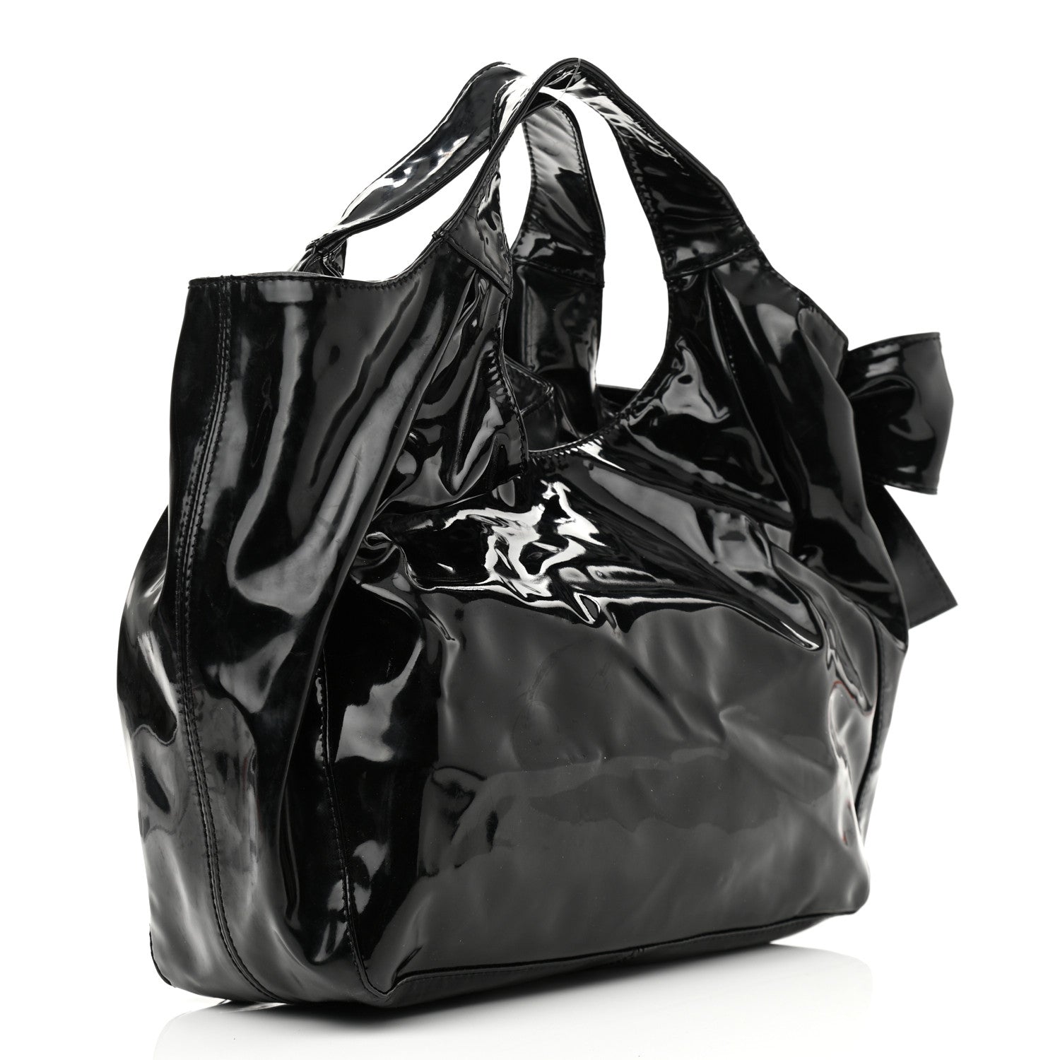 Valentino Garavani Patent Lacca Small Nuage Bow Hobo Black 3 of 11