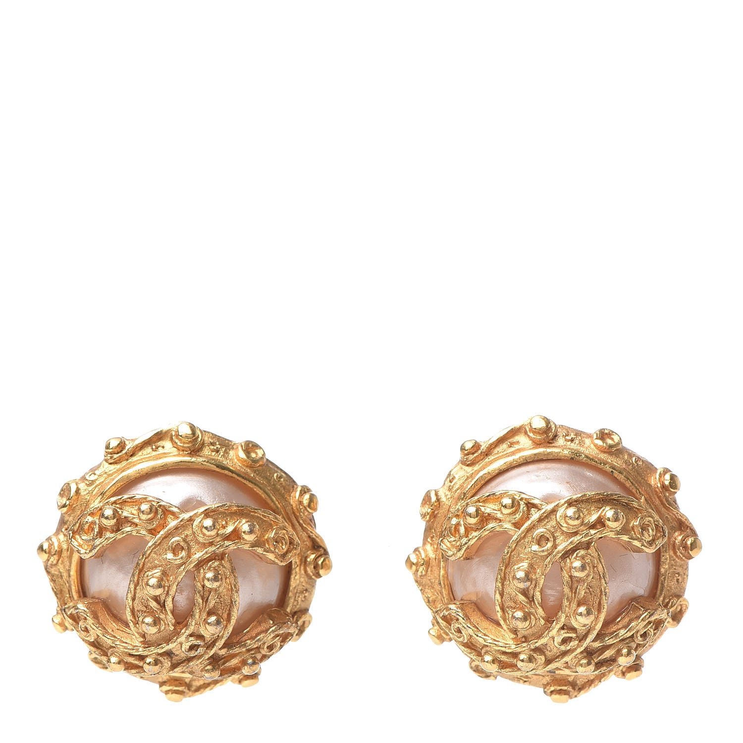 Chanel Pearl CC Clip On Earrings Gold 1 of 4