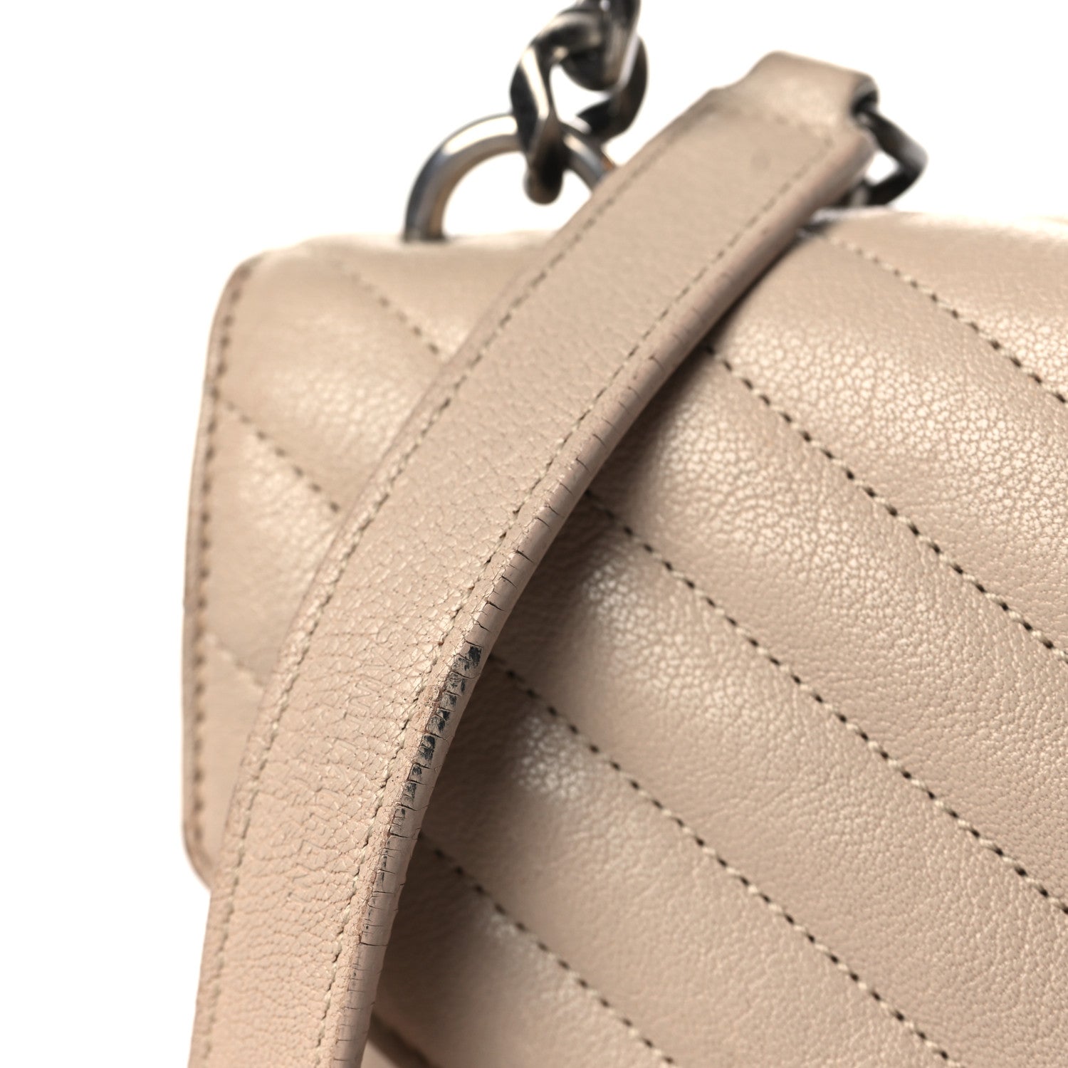 Saint Laurent Sheepskin Matelasse Chevron Monogram Medium College Bag Dark Beige 11 of 13