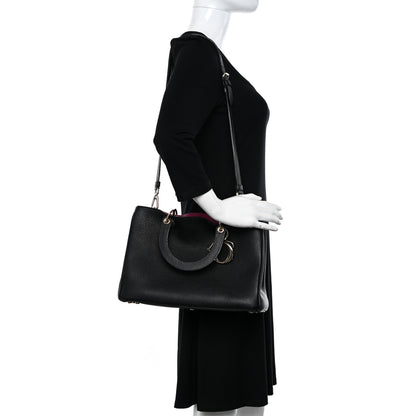 Christian Dior Bullcalf Medium Diorissimo Tote Black Rose Indien 2 of 10