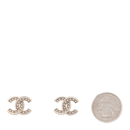 Chanel Crystal Timeless CC Earrings Light Gold 2 of 5