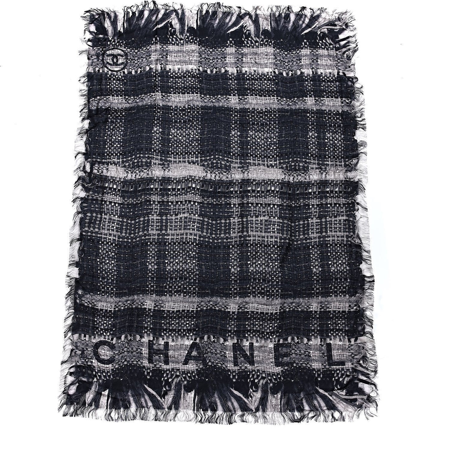Silk Weave Print Scarf Black