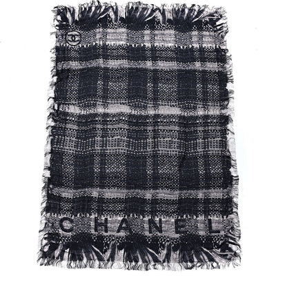 Chanel Silk Weave Print Scarf Black 3 of 6