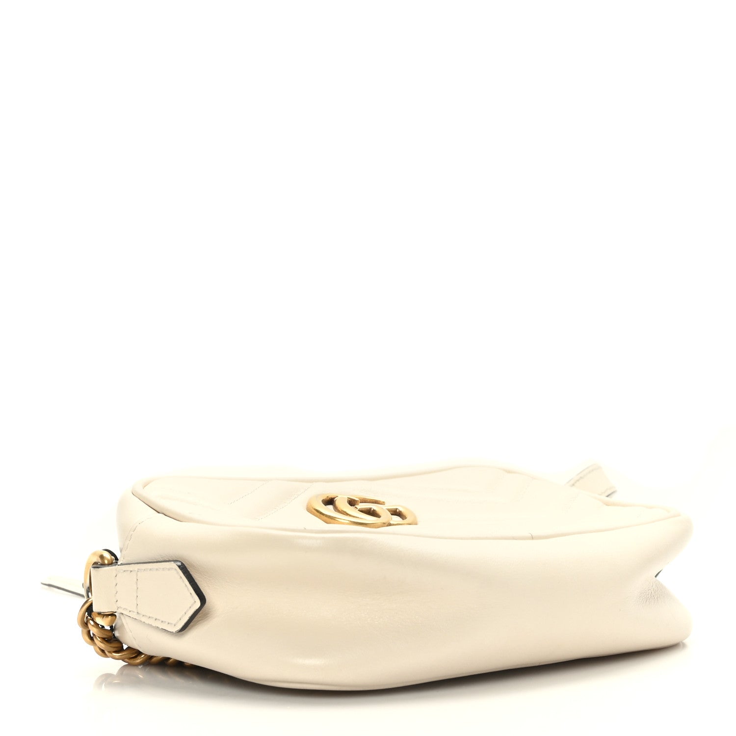 Gucci Calfskin Matelasse Mini GG Marmont Chain Shoulder Bag White 3 of 9