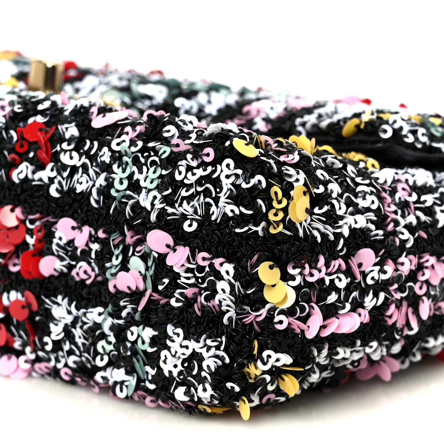 Tweed Sequin Small Single Flap Black Red Multicolor