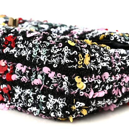 Chanel Tweed Sequin Small Single Flap Black Red Multicolor 11 of 11