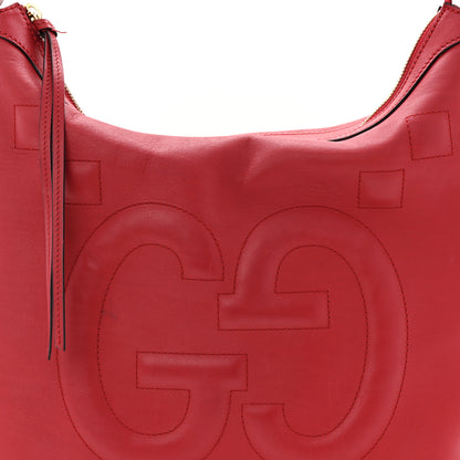 Gucci Apollo Calfskin GG Dadini Embroidered Chain Hobo Hibiscus Red 8 of 11