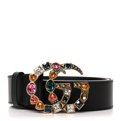 Gucci Calfskin Crystal Double G 40mm Belt 90 36 Black Multicolor 1 of 4
