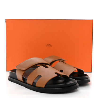 Hermes Calfskin Womens Chypre Sandals 39 Gold 2 of 9