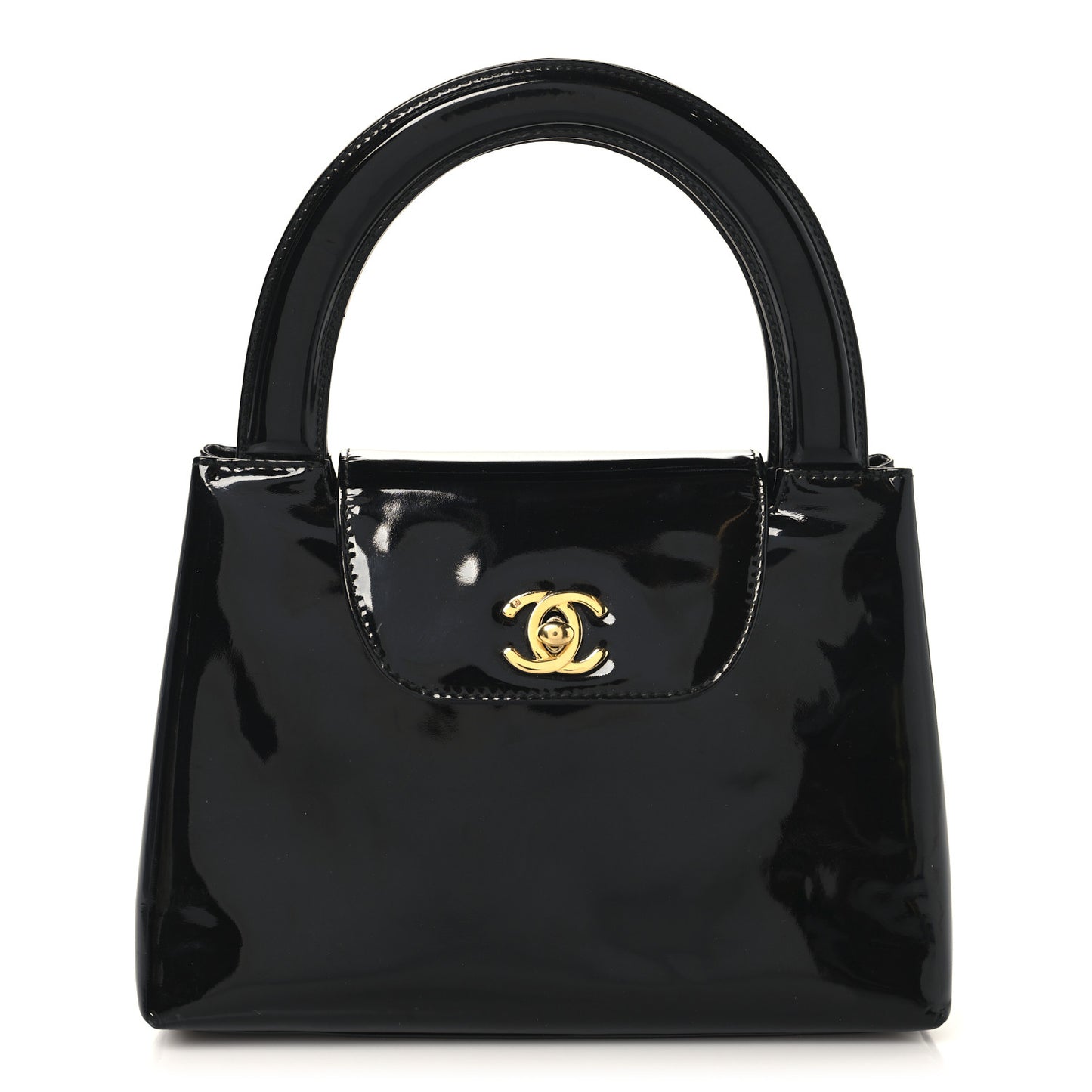Patent Small Kelly Flap Bag Black