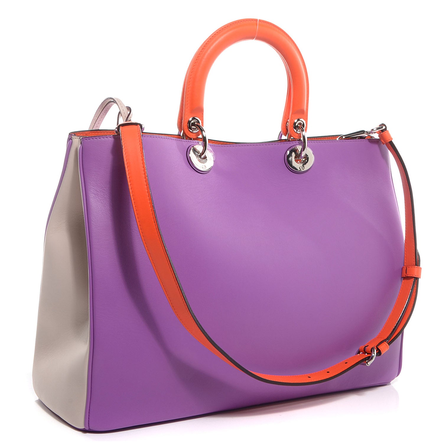 Christian Dior Smooth Calfskin Tri-Color Large Diorissimo Tote Parme Sand 5 of 11