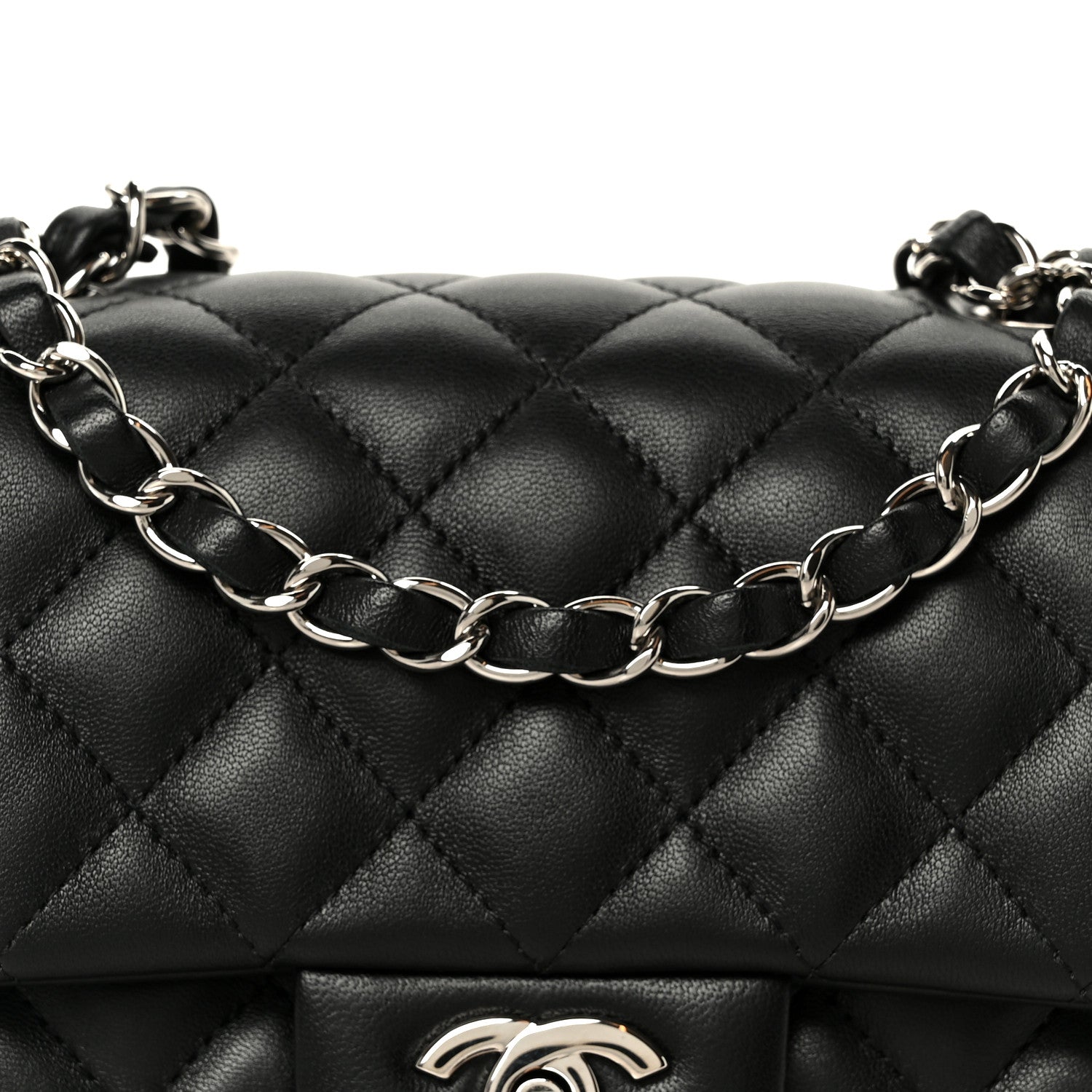Chanel Lambskin Quilted Mini Square Flap Black 9 of 11