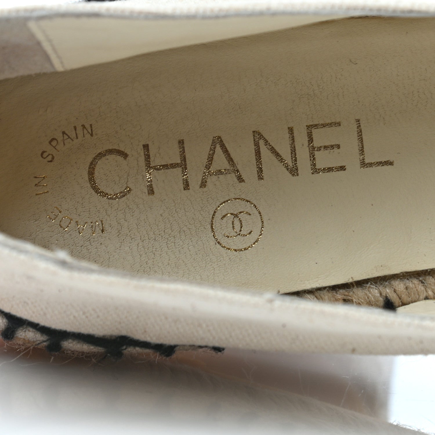 Chanel Fabric Biarritz CC Espadrilles 39 Beige Black 7 of 8