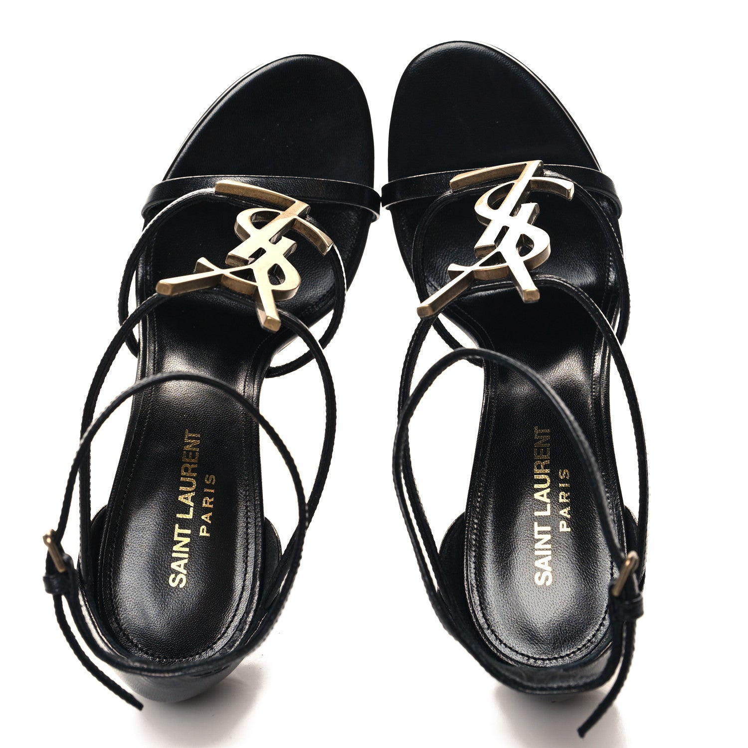Saint Laurent Calfskin Cassandra 100 Sandals 39 Black 2 of 10