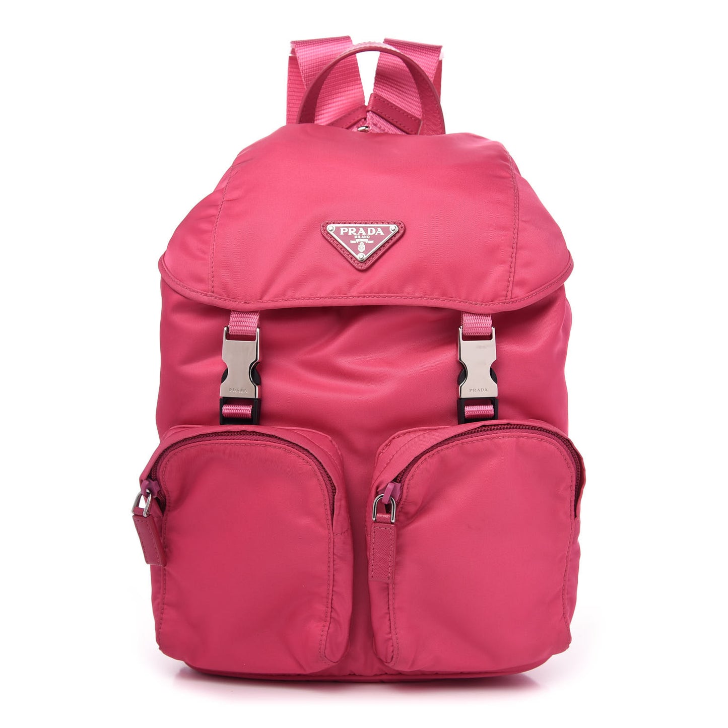 Nylon Vela Double Buckle Backpack Fuxia