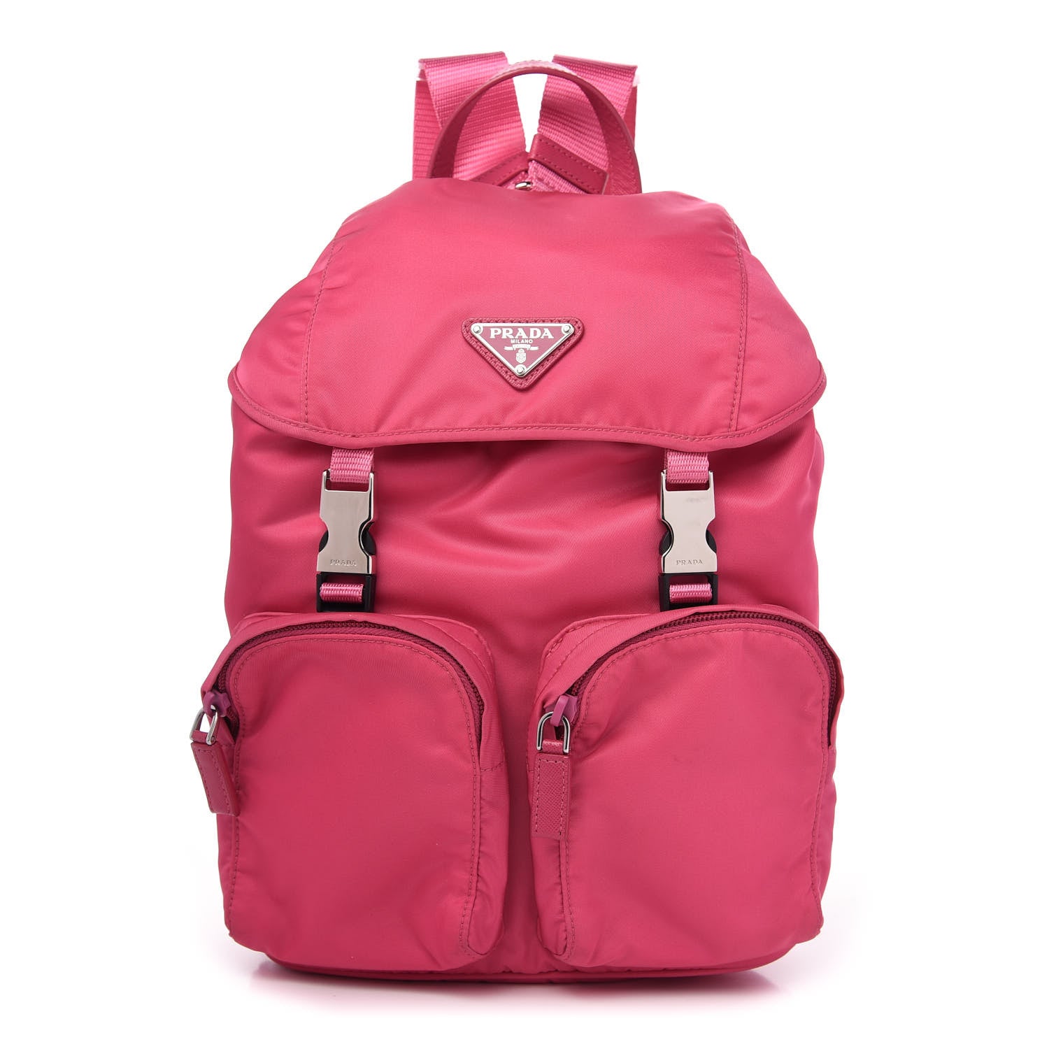 Prada Nylon Vela Double Buckle Backpack Fuxia 1 of 10