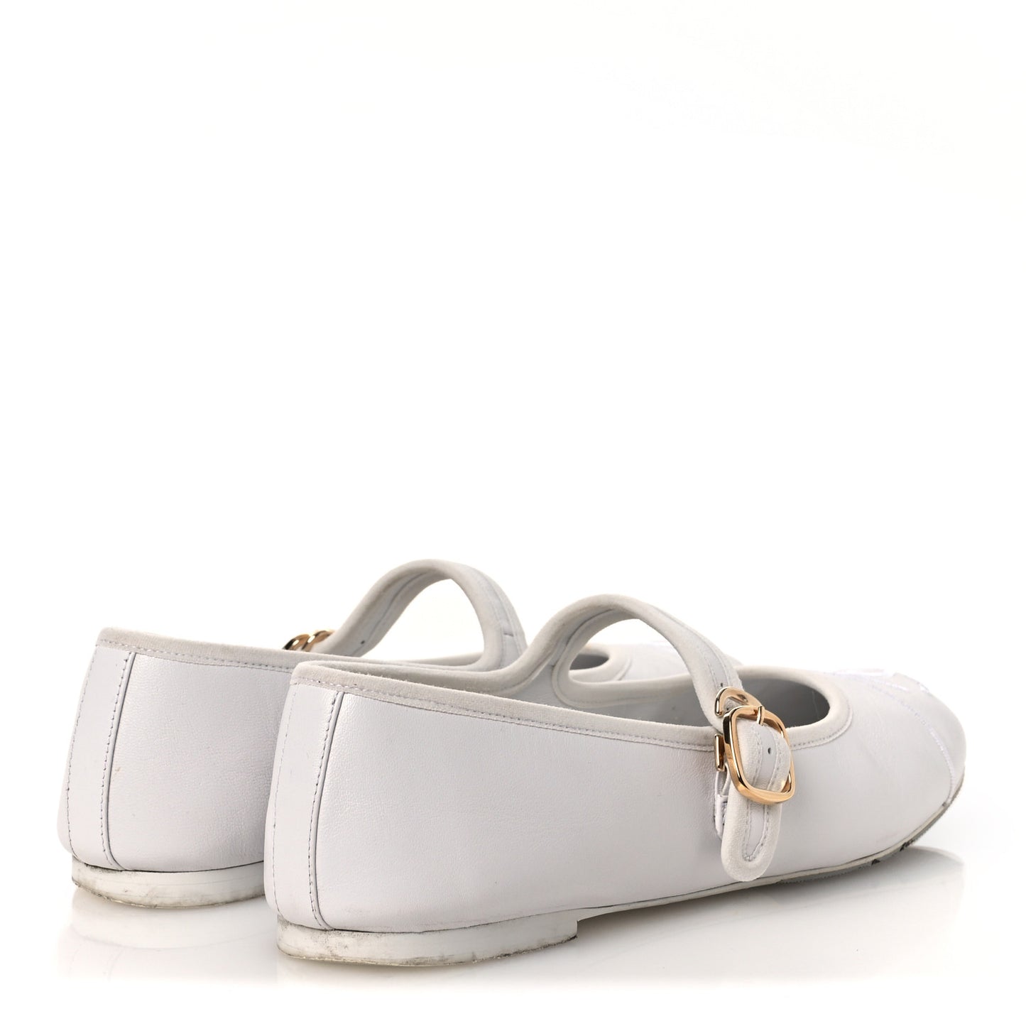Lambskin Mary Jane Flats 39 White