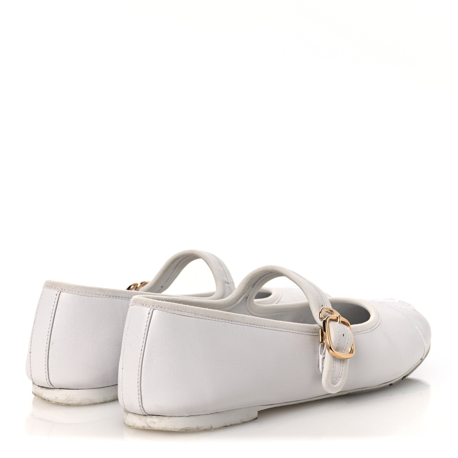 Chanel Lambskin Mary Jane Flats 39 White 5 of 14