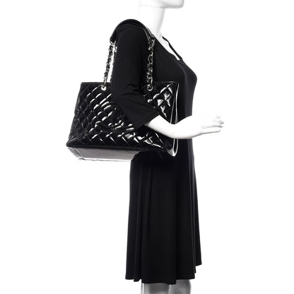 Chanel Patent Quilted Grand Shopping Tote GST Black 2 of 14