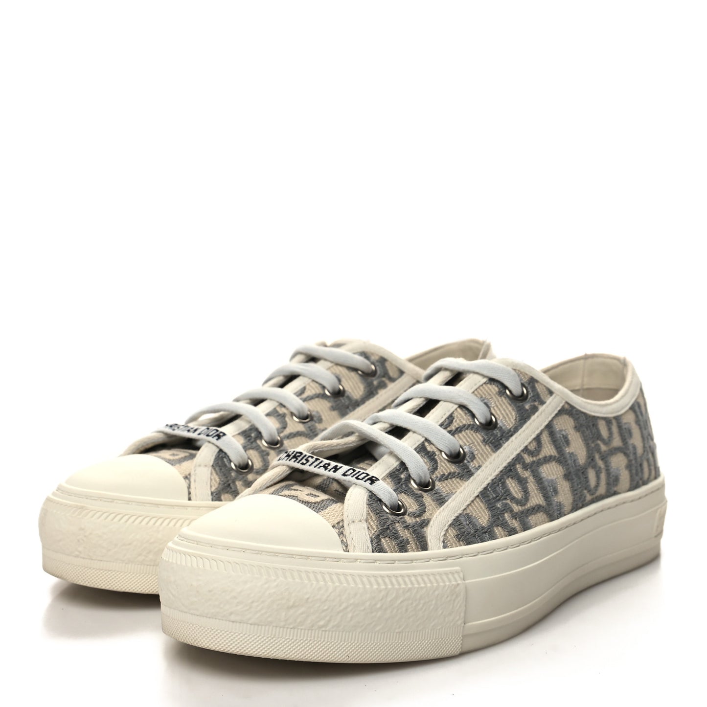 Canvas Oblique Walk'N'Dior Low Top Sneakers 36 Stone Grey