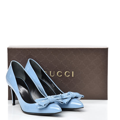 Gucci Vernice Bow Pumps 36.5 Light Blue 10 of 10