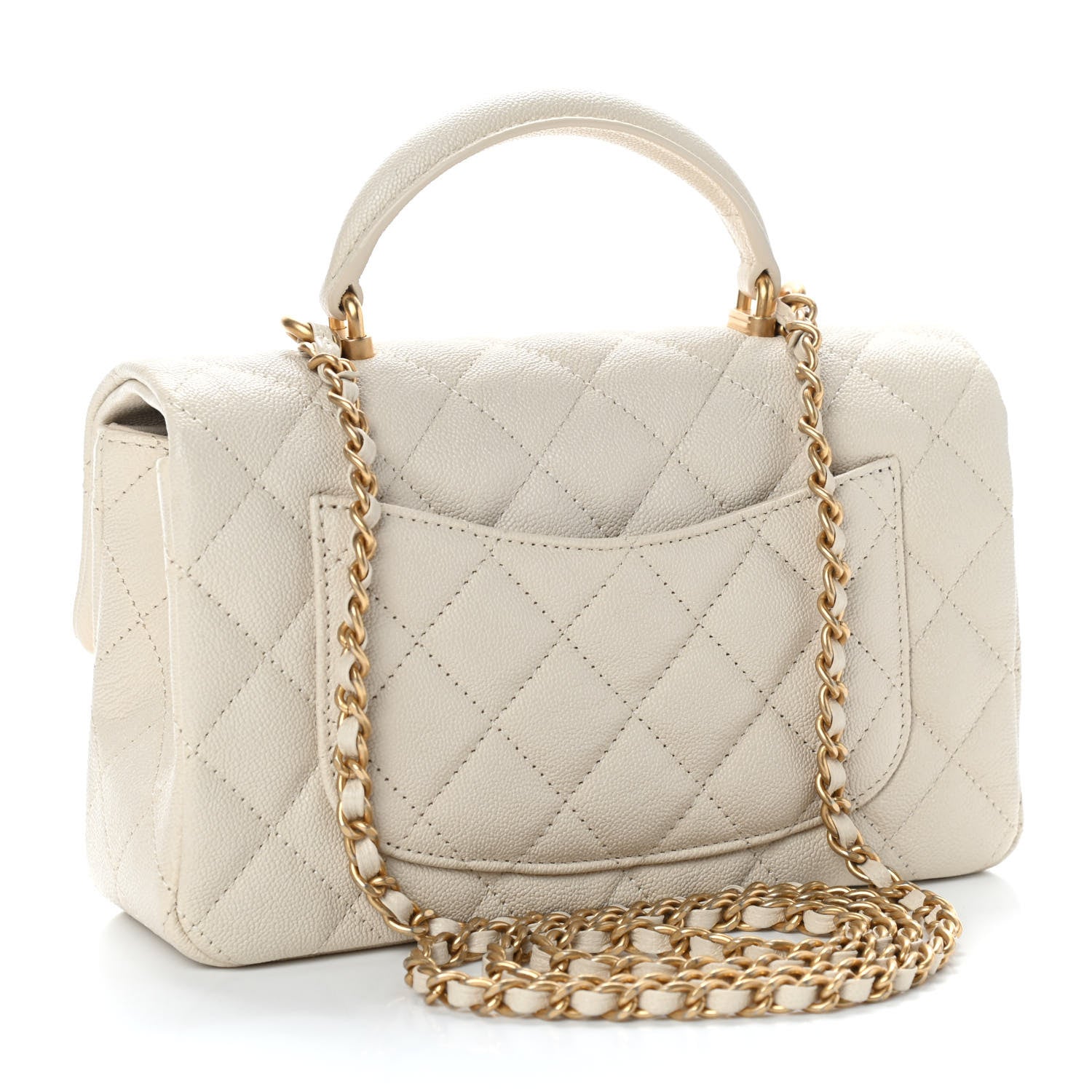 Chanel Caviar Quilted Mini Top Handle Rectangular Flap Beige 2 of 8