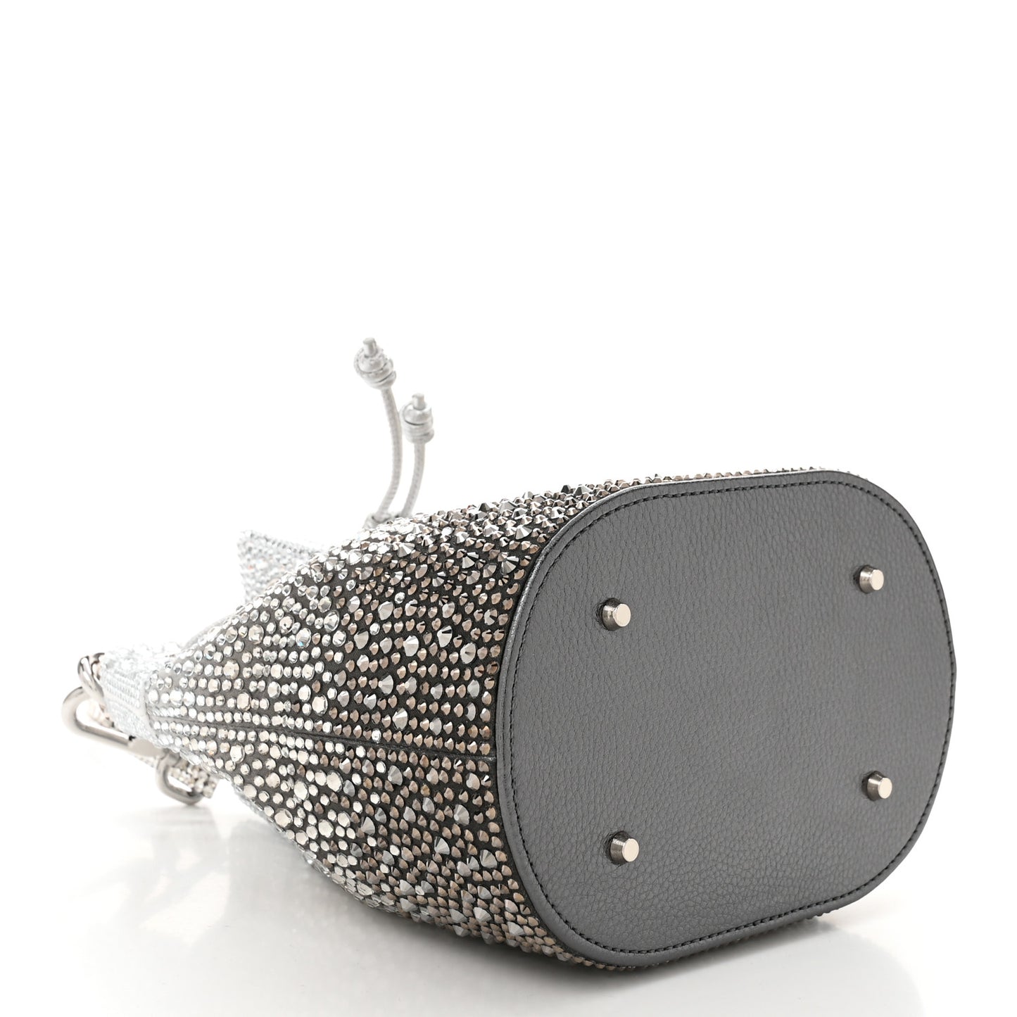 Satin Crystal Embellished Piper Bucket Gradient Platinum