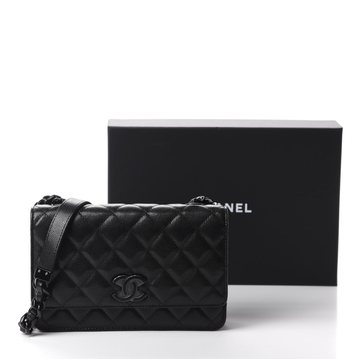 Caviar Quilted My Everything Wallet On Chain WOC Black