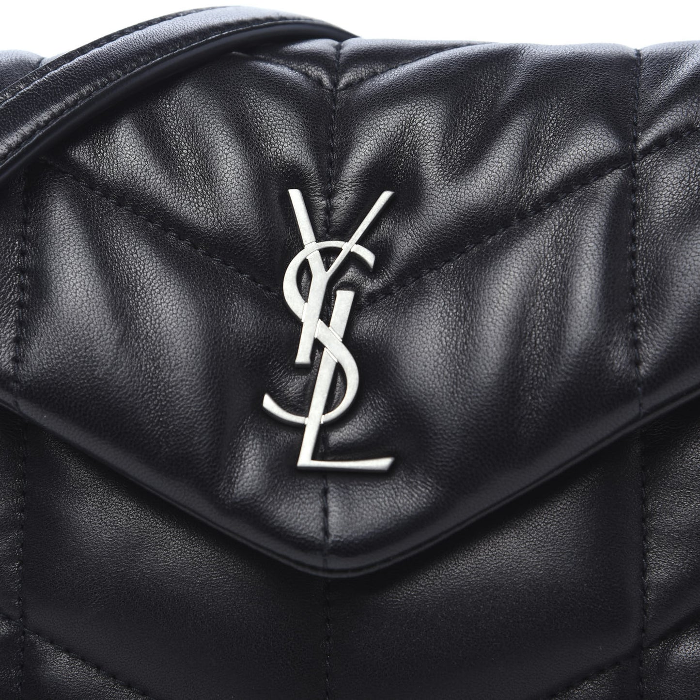 Lambskin Quilted Toy Loulou Puffer Monogram Chain Satchel Black