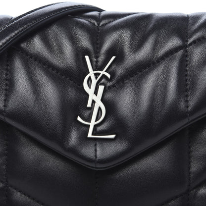 Saint Laurent Lambskin Quilted Toy Loulou Puffer Monogram Chain Satchel Black 12 of 13