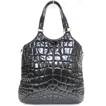 Saint Laurent Patent Crocodile Embossed Tribute Tote Black 1 of 9