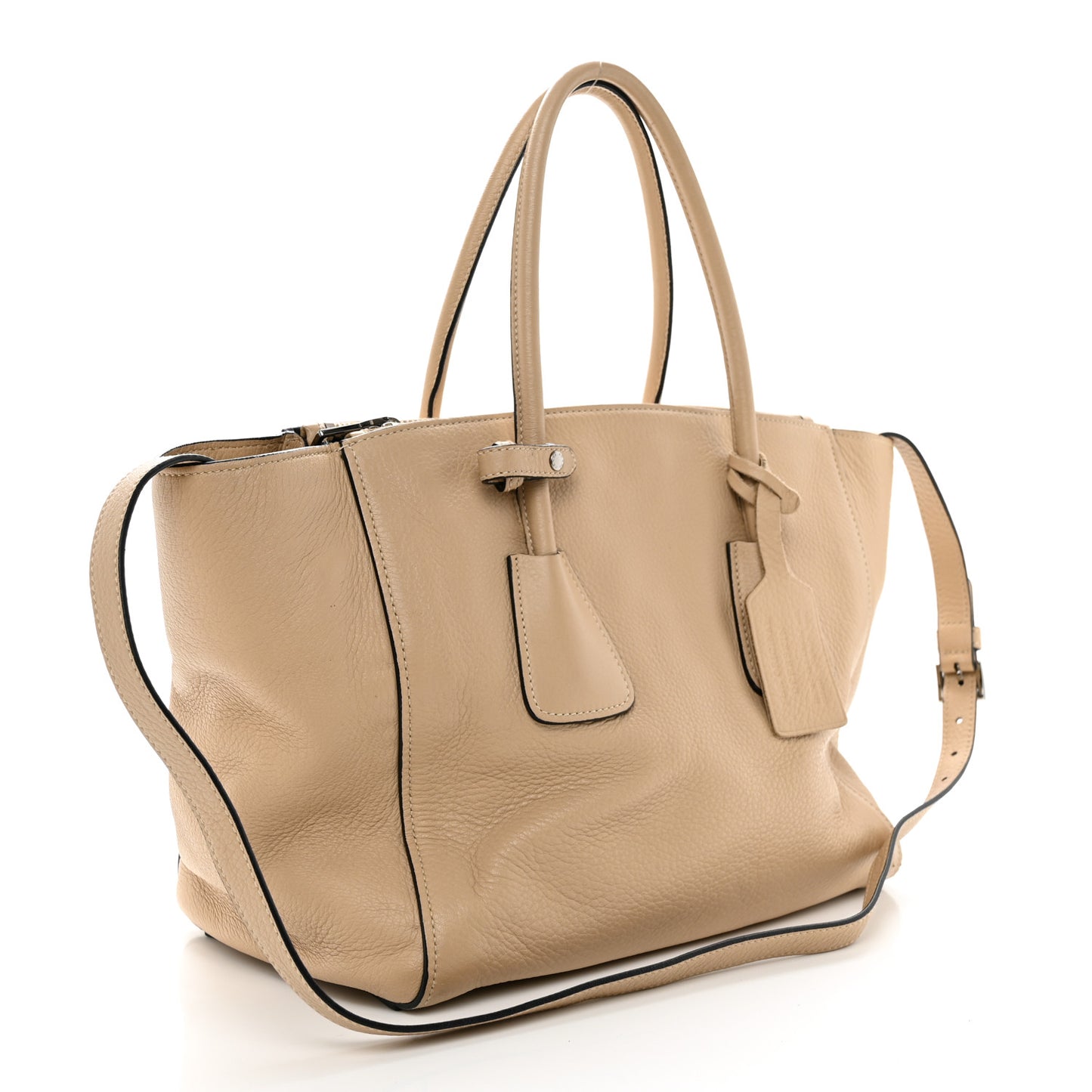 Vitello Daino Twin Pocket Tote Sabbia