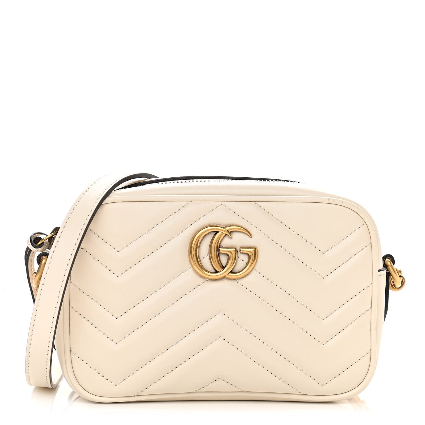 Calfskin Matelasse Mini GG Marmont Chain Shoulder Bag White