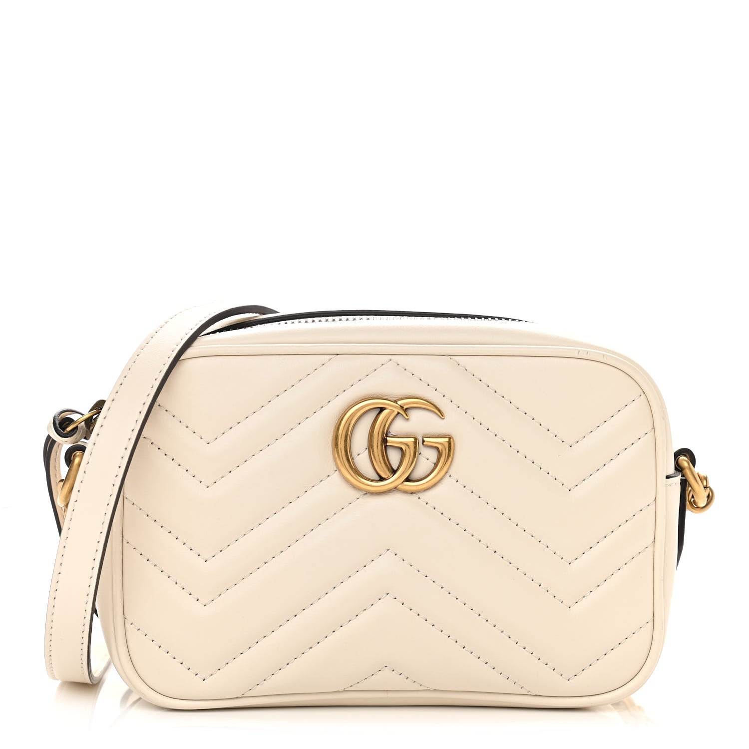 Gucci Calfskin Matelasse Mini GG Marmont Chain Shoulder Bag White 1 of 11