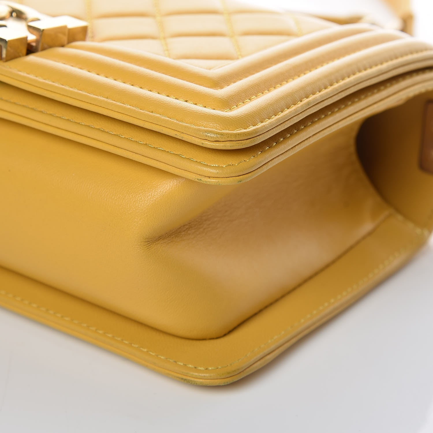 Chanel Lambskin Quilted Small Boy Flap Yellow 12 of 15