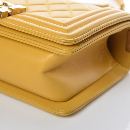 Chanel Lambskin Quilted Small Boy Flap Yellow 12 of 15
