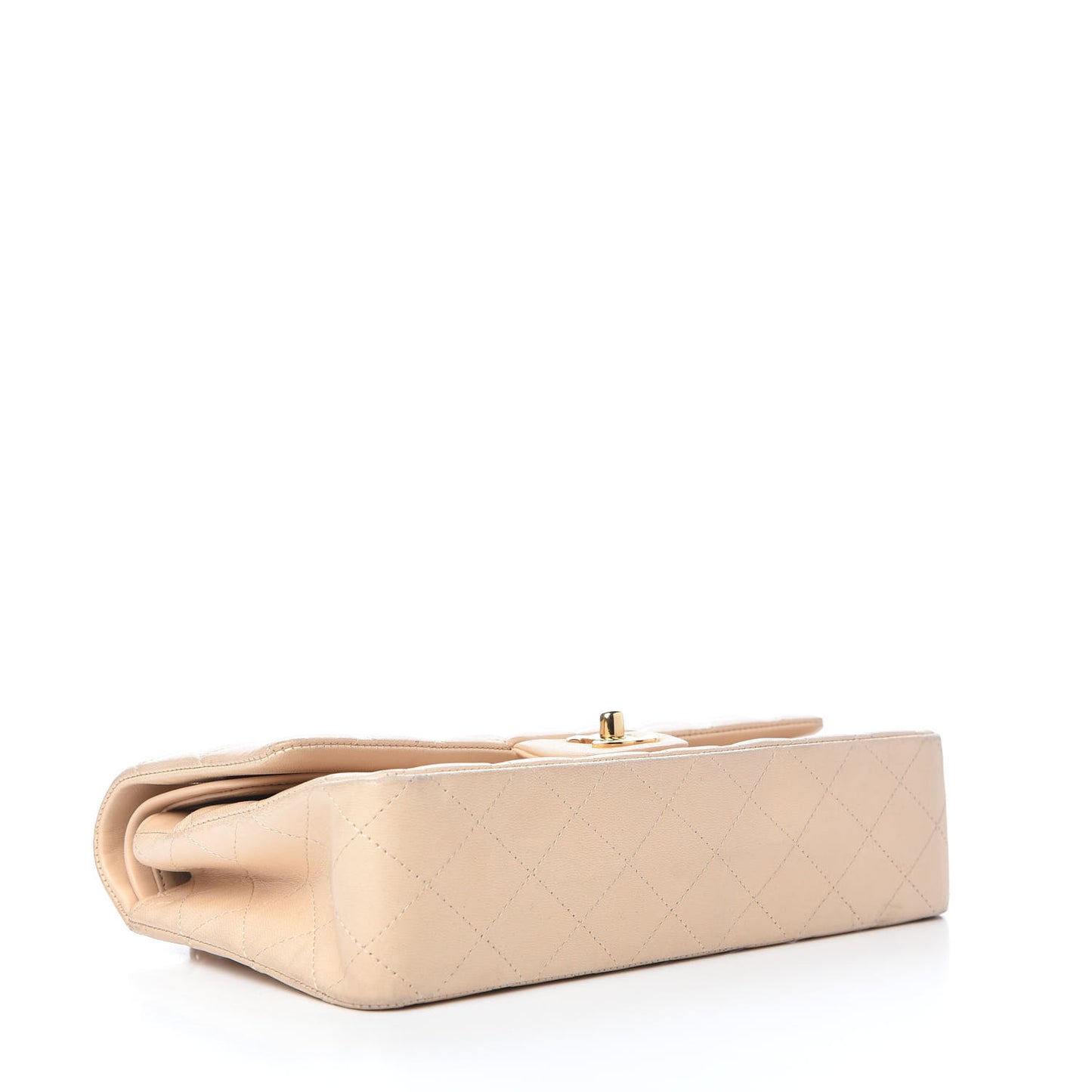 Lambskin Quilted Medium Double Flap Beige