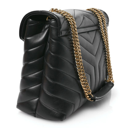 Saint Laurent Calfskin Y Quilted Monogram Medium Loulou Chain Satchel Black 3 of 10