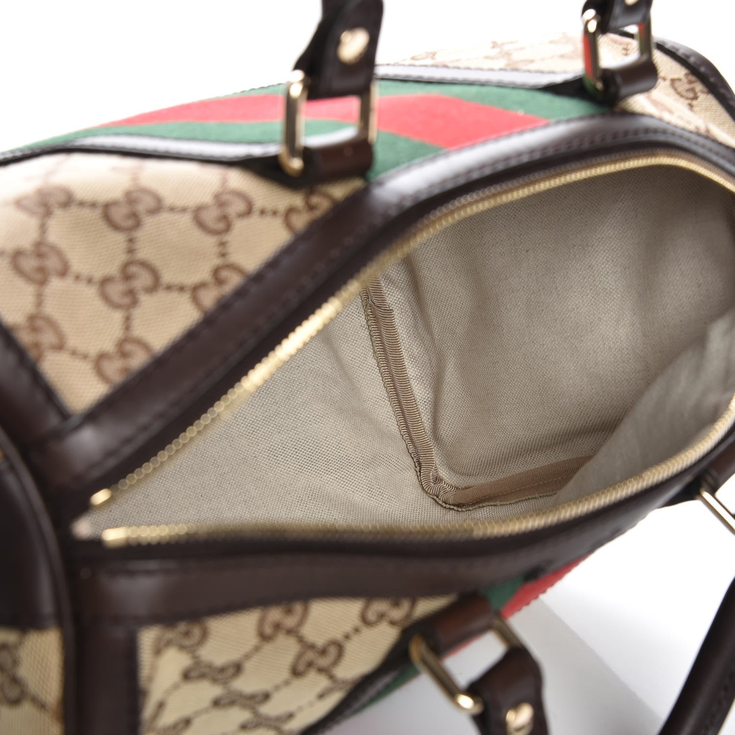 Gucci Monogram Vintage Web Medium Boston Dark Brown 6 of 12