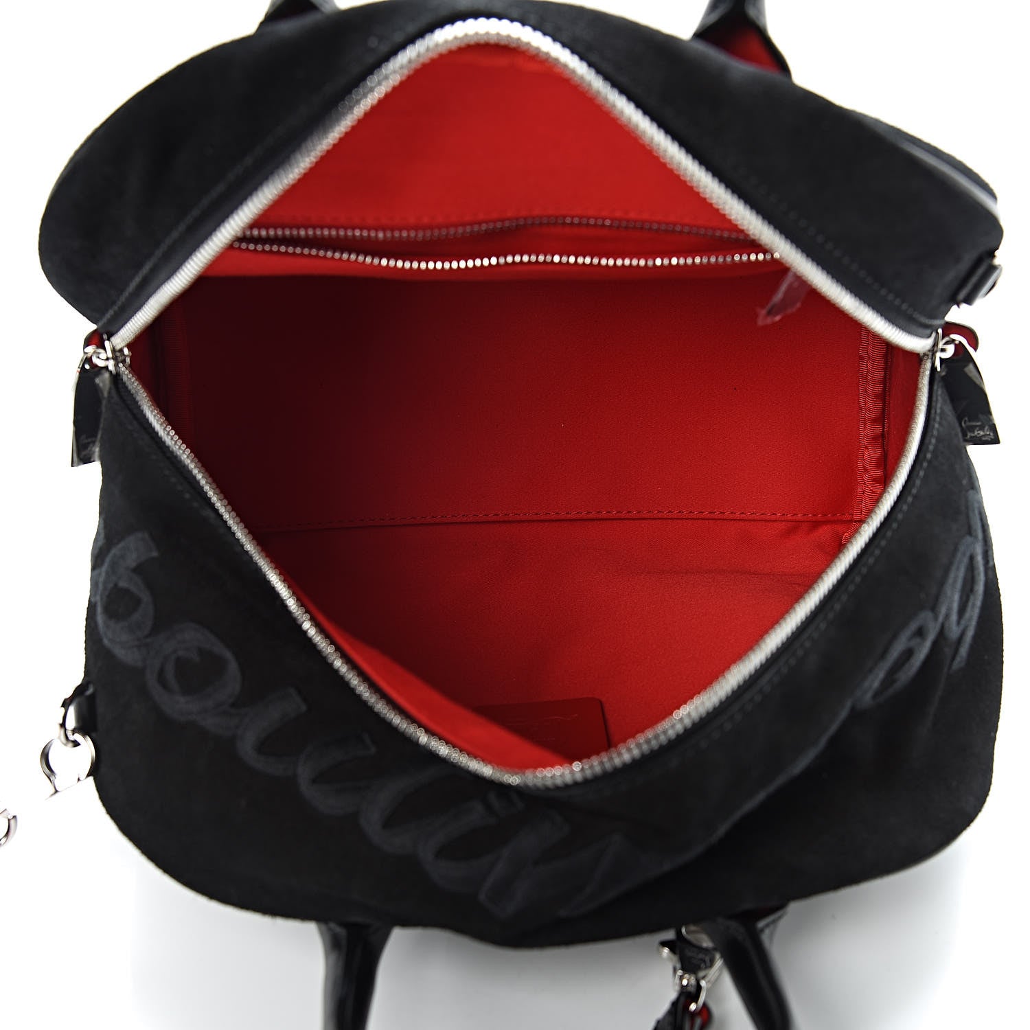 Christian Louboutin Suede Calfskin Small Marie Jane Top Handle Black 5 of 14