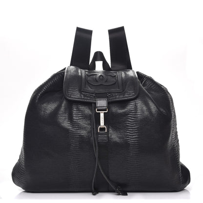 Chanel Lizard Printed Jersey Backpack Black 1 of 7