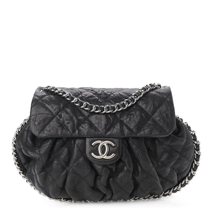 Chanel Washed Lambskin Quilted Chain Around Messenger Black 1 of 10