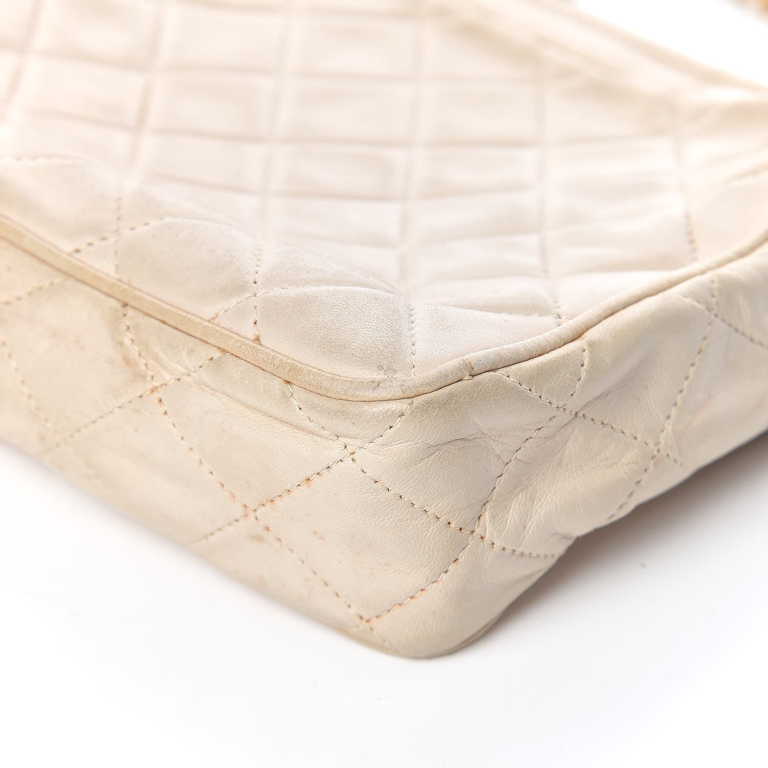 Chanel Lambskin Quilted Tassel Camera Case Pouch White 15 of 17